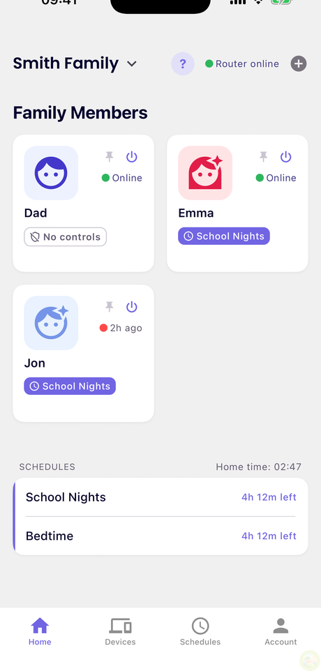Membres de la famille — une carte par personne